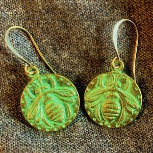 Verdigris Bee earrings